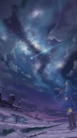 Winter Phone Braided Hair Shooting Star Wallpaper