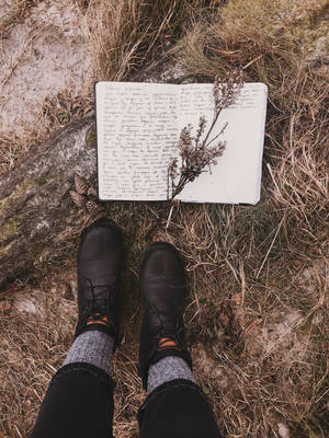 Winter Shoes Next To Journal Wallpaper