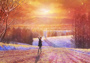 Winter_ Sunset_ Goodbye Wallpaper