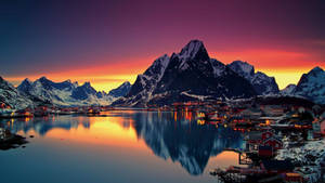 Winter Sunset In Norway Wallpaper