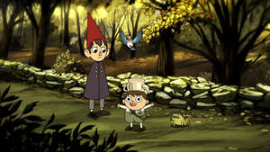 Wirt And Greg Standing Over The Garden Wall Wallpaper