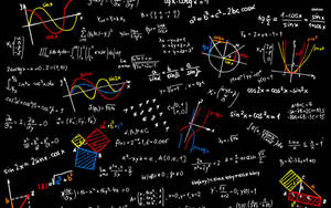 Wisdom In Mathematics - Complex Equations On Black Background Wallpaper