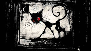 Witch Cat Hd Black And White Wallpaper