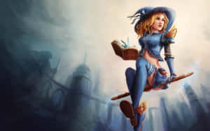 Witch Flying On Broomstick Fantasy Artwork Wallpaper