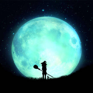 Witch Silhouette Full Moon Wallpaper