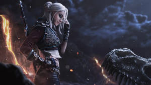 Witcher 3 4k Ciri And Monster Wallpaper