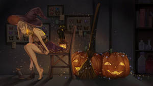 Witchy Two Pumpkins Wallpaper