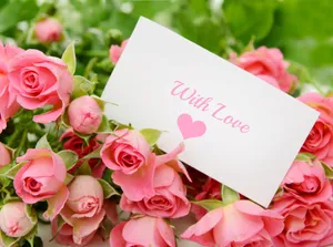 With Love Rose Card Wallpaper