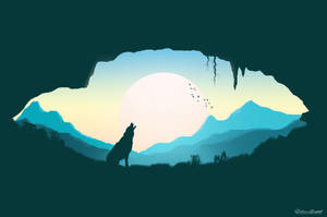 Wolf Howling At The Moon Art Wallpaper
