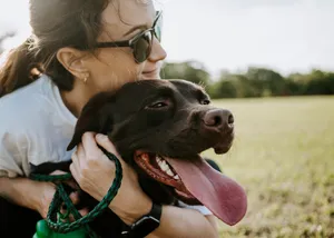 Woman And Her Dog Best Friend Wallpaper
