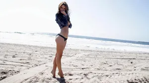 Woman Bikini On White Sand Wallpaper