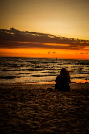 Woman In The Beach Wallpaper