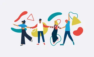 Woman Lead Three People 2d Illustration Wallpaper