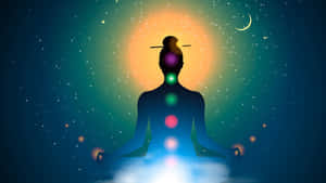 Woman Practicing Spiritual Meditation At Sunset Wallpaper