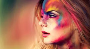 Woman Side Profile With Colorful Face Paint Wallpaper