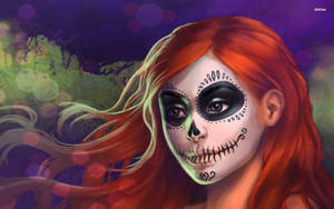 Woman With Sugar Skull Artwork Wallpaper