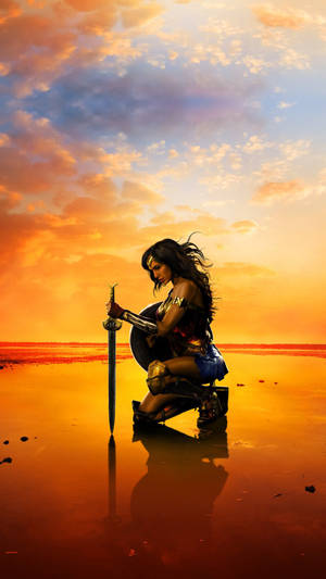 Wonder Woman Beach Sunset Wallpaper