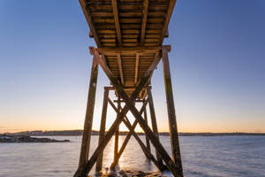 Wooden Dock Ocean Desktop Wallpaper