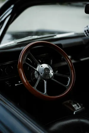 Wooden Varnish Finish Ford Mustang Wallpaper