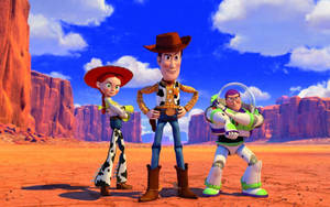 Woody Jessie And Buzz Desert Wallpaper