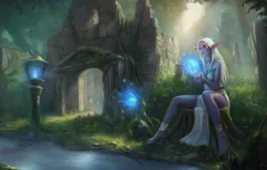 Wow Elf Girl Using Magic Wallpaper
