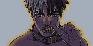 Xx Tentacion Graphic Showing Teeth Wallpaper