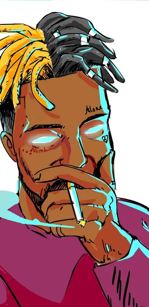 Xxxtentacion Smoking Cartoon Rapper Wallpaper