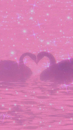 Y2k Aesthetic Pink Swans Wallpaper