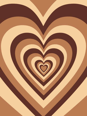 Y2k Heart In Coffee Brown Colour Wallpaper
