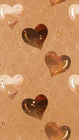 Y2k Hearts In Aesthetic Brown Colours Wallpaper