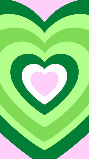 Y2k Hearts In Green Colours Wallpaper