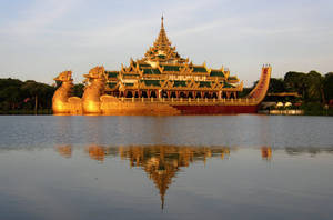 Yangon Karaweik Palace Reflection Wallpaper