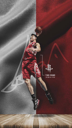 Yao Ming In Action For Houston Rockets Wallpaper