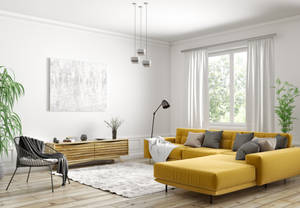 Yellow Accent Home Sofa Wallpaper