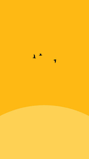 Yellow Aesthetic Flying Birds Wallpaper
