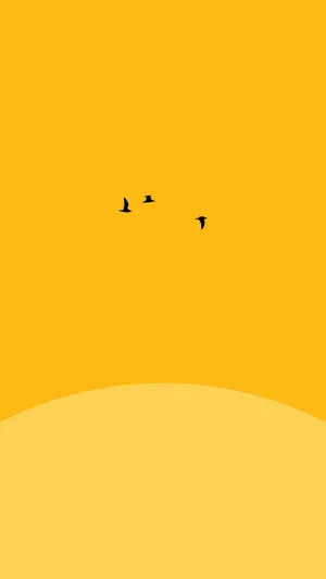 Yellow Aesthetic Flying Birds Wallpaper