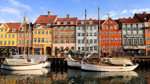 Yellow And Orange Building Of Copenhagen Wallpaper