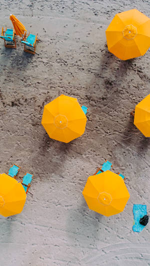 Yellow Beach Umbrellas Wallpaper