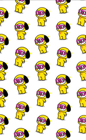 Yellow Chimmy Pattern Bt21 Wallpaper