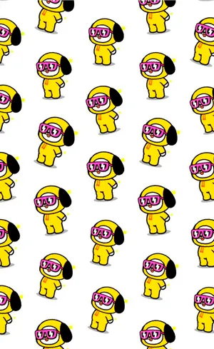 Yellow Chimmy Pattern Bt21 Wallpaper