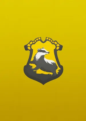 Yellow Gray Hufflepuff Logo Wallpaper