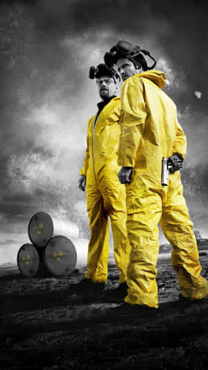 Yellow Hazmat Suit Duo Walking Wallpaper