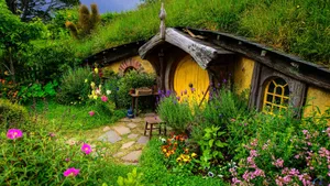 Yellow Hobbit House Wallpaper