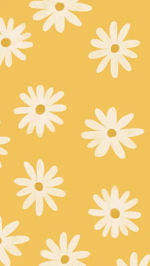Yellow Illustration Of White Daisy Iphone Wallpaper
