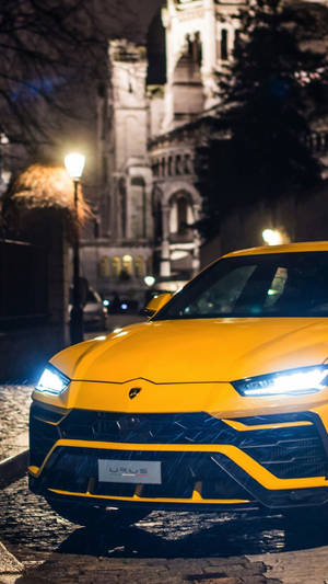 Yellow Lambo Truck Headlights Wallpaper