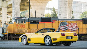 Yellow Open Top C4 Corvette Wallpaper