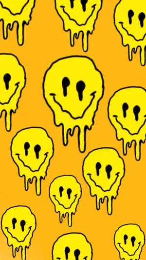 Yellow Smiley Cool Drip Wallpaper