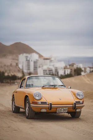 Yellow Vintage Retro Car Wallpaper