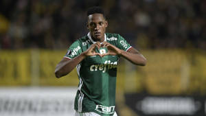 Yerry Mina Making A Heart Hand Gesture Wallpaper