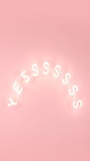 Yes Word In Neon Pink Aesthetic Iphone Wallpaper